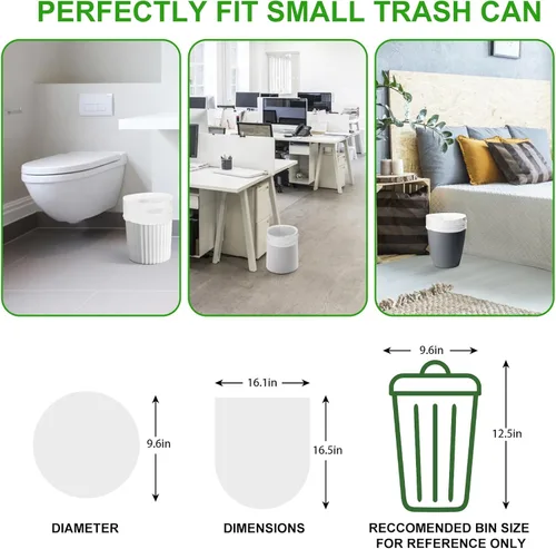 Vista 2 de Pequeñas bolsas de basura compostables – Mini bolsa de basura biodegradable de 1.2 galones, sin fragancia y fácil desgarre, a granel, forros