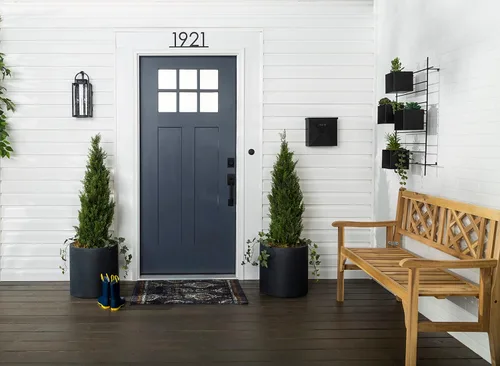 Vista 5 de Rust-Oleum 369386 Advanced Dry Door & Trim Paint - Pintura de cuarto de galón, color azul marino satinado