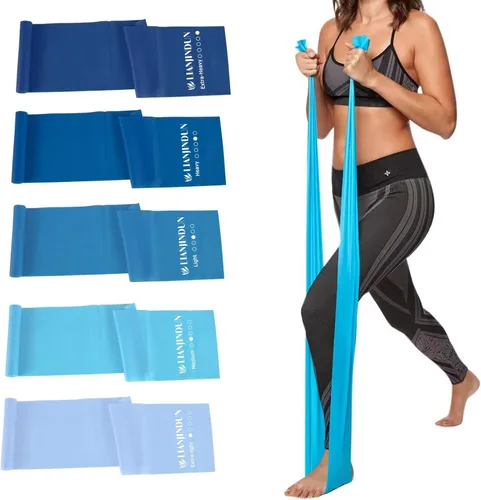 Vista 8 de Lianjindun 5 Pcs Professional Resistance Bands. Latex-Free, Pilates Band, Work Out Bands, Stretch Bands for Working Out Women or Men, Exercise Bands
