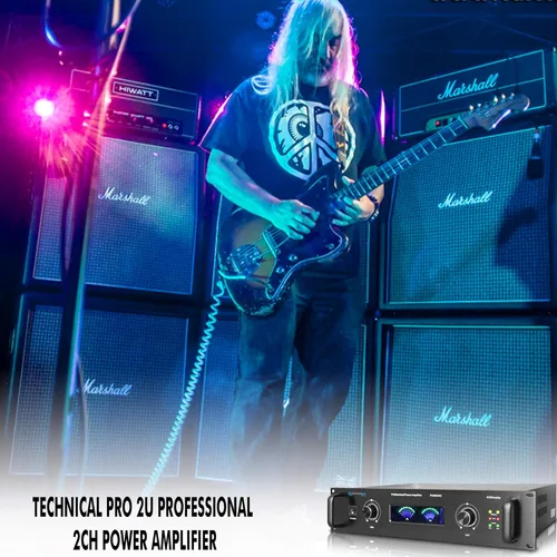 Vista 5 de Technical Pro Sistema PA portátil profesional de 6000 vatios, amplificador de potencia estéreo digital de 2 canales con ventiladores de doble