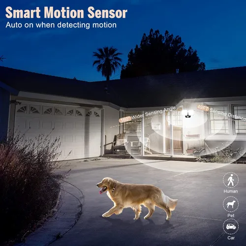 Vista 5 de Luz de Seguridad con Sensor de Movimiento Alimentada por Batería, 5000K 1000LM de Alta Brillo, Vida de Batería de 6 Meses, Sin Instalación