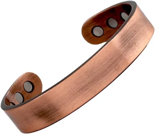 – Pulsera de cobre puro, magnética, pesada, de manguito para hombre, con 8 imanes de 3500 Gauss