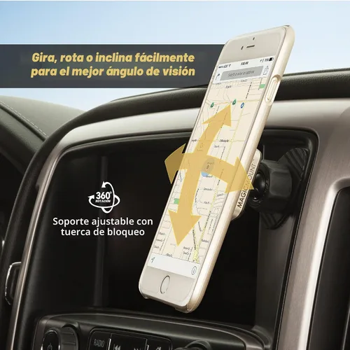 Vista 5 de Scosche MagicMount Pro Soporte magnético para teléfono para automóvil con cargador USB-C de 20 W + 12 W USB-A, enchufe para encendedor