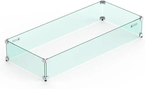 Vista 10 de Skyflame Protector de viento rectangular de vidrio para fogatas de 24 x 12 pulgadas, reemplazo para exterior