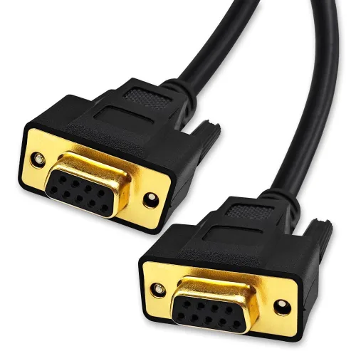 Cable serie RS232 de 3.3 pies (3.3 ft) recto a través de 9 pines, doble blindado, trenzado de metal y lámina AL, hembra a hembra, negro, SC902S07FF