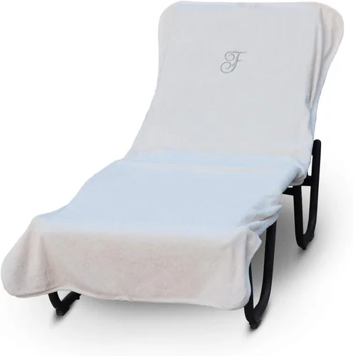 Vista 286 de Funda de lujo para tumbona de piscina con monograma de Hotel y Spa, bordado con letras en bloque - Extra absorbente 100% algodón turco - Rizo suave