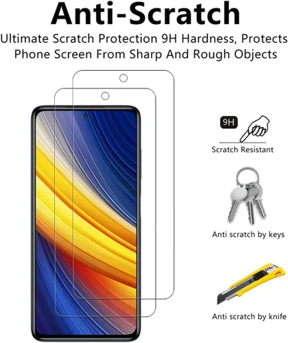 Vista 3 de VIESUP Protector de pantalla transparente HD para Xiaomi Poco X3 Pro 2021 de vidrio templado - [Paquete de 2] Protector de pantalla antiarañazos