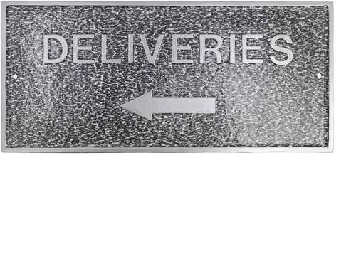 Vista 6 de Montague Metal Products - Entrega con placa de declaración de flecha izquierda - Placa de pared o césped - Resistente a los rayos UV - Aluminio