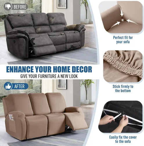 Vista 174 de TAOCOCO Fundas Elásticas para Sillones Reclinables de 3 Piezas Fundas Sólidas para Muebles Funda para Sillón Reclinable Fundas Deslizables con Azul