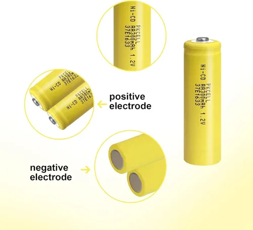 Vista 5 de PKCELL Paquete de 4 pilas recargables AA 1.2V 300mAh NICD con botón superior para luces solares (4 unidades)