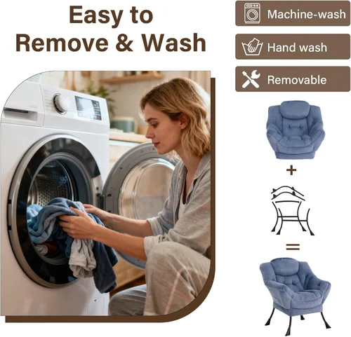 Vista 130 de Welnow Silla Lazy con otomana, moderna silla de descanso con reposabrazos y un bolsillo lateral, sillón para sofá de ocio, sillón de lectura