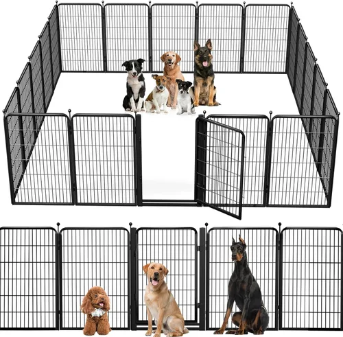 Vista 9 de Corralito para perros al aire libre, 40 pulgadas, 48 paneles, valla para perros con puerta extra ancha, corral para mascotas sin tropiezos, corral