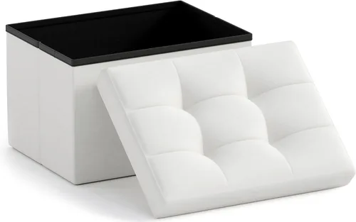 Vista 15 de Ornavo Home Otomana de almacenamiento pequeño, plegable, rectangular, de lino, otomana, para sala de estar, dormitorio, oficina en casa, dormitorio
