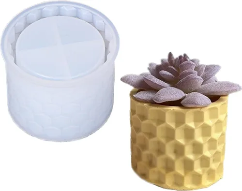 Vista 9 de Molde de Silicona para Florero de Flores Secas, Maceta de Concreto, Plantas Suculentas, Molde de Cemento Yeso Arcilla para Frasco de Vela/Contenedor