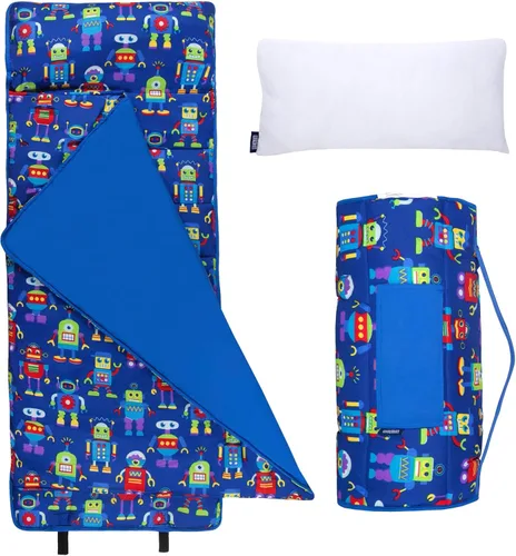 Vista 15 de Wildkin - Alfombrilla para siesta de microfibra para niños – Suave tapete para dormir con almohada, ideal para la escuela y viajes - Tierra