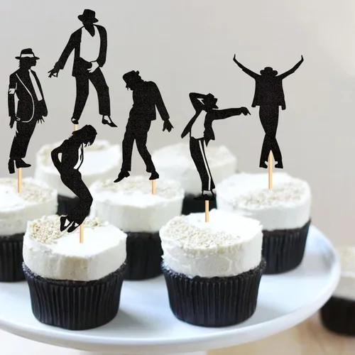 Vista 3 de Ercadio 30 piezas de adornos para magdalenas de baile de jazz con purpurina Micheal Classic Dance Moonwalk Silueta Cupcake Picks Jazz Dancer