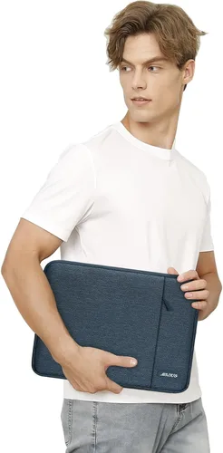 Vista 27 de MOSISO Funda vertical de poliéster con bolsillo para laptop de 13 pulgadas, para computadora MacBook Air M4, M3, M2 y M1 de 2025 a 2018 y Pro M2