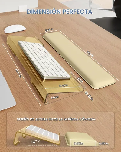 Vista 3 de Laborio Soporte de muñeca para teclado de computadora para escritorio, soporte para teclado para escribir fácilmente con almohadilla de muñeca