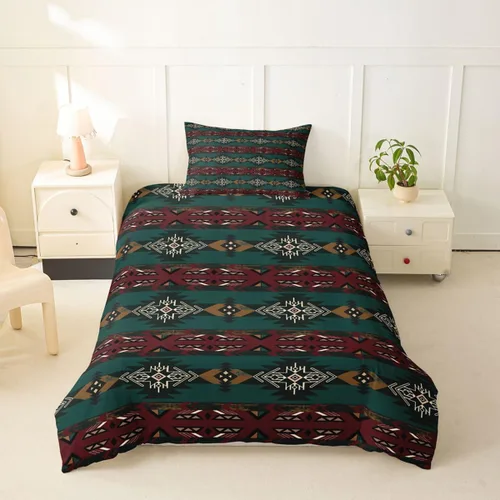 Vista 64 de Erosebridal Juego de funda de edredón estilo bohemio occidental tamaño individual, diseño de vaca atrapasueños del suroeste, juego de ropa de cama