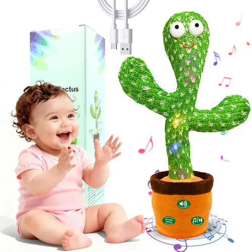 Hunfur Juguete para bebé de cactus que imita, canta, repite lo que dices, graba Sunny Cactus mimics