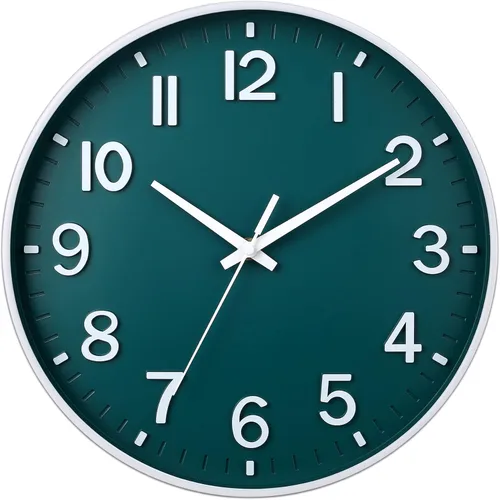 Vista 14 de HZDHCLH Reloj de pared de cuarzo moderno, funciona con pilas, 12 pulgadas, silencioso, sin tictac, números 3D, reloj redondo para pared, reloj