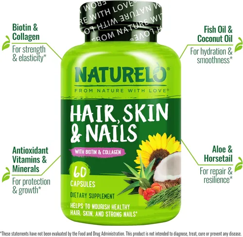Vista 2 de NATURELO Multivitamínico para cabello, piel y uñas, 60 cápsulas y suplemento de calcio, paquete de 120 cápsulas vegetarianas