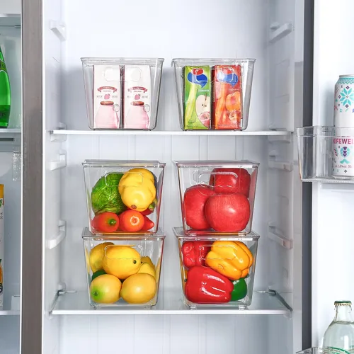 Vista 4 de Vtopmart 1 paquete de contenedores de almacenamiento apilables transparentes con tapas, contenedores de plástico medianos con asa para organizador