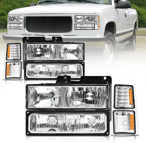 Vista 13 de AS Conjunto de faros delanteros para Chevy Silverado 2007-2013 1500/2007 2008 2009 2010 2011 2012 2013 2014 Chevy Silverado 2500HD 3500HD carcasa