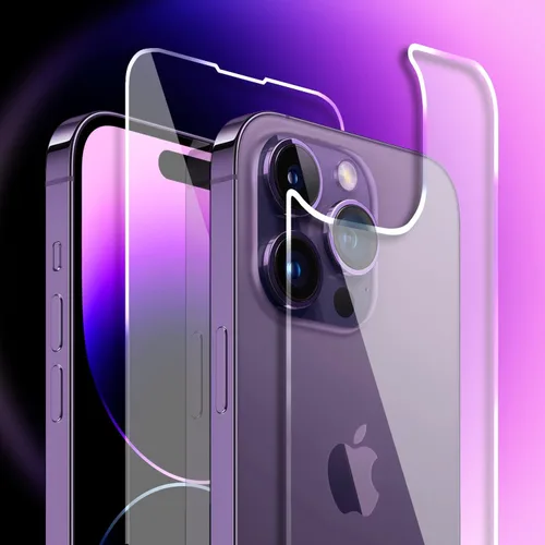Vista 8 de Protector de pantalla trasera para iPhone 14 Pro Max, vidrio templado trasero [táctil háptico] Película de vidrio templado de alta calidad