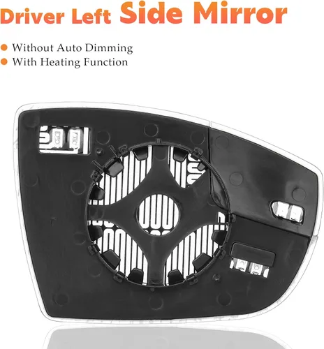 Vista 2 de Espejo convexo con calefacción lateral izquierdo del conductor compatible con Ford Focus 2012 2013 2014 2015 2016 2017 2018 repuesto para visión