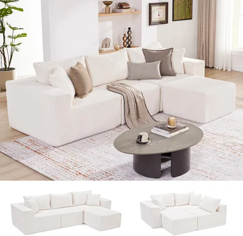 Vista 34 de Weture 95''Modular Sectional Sofa with 1 Chaise and 1 Ottoman, Boneless couches for Living Room Furniture,Comfort U Shaped Sofa， Deep Seat Corner