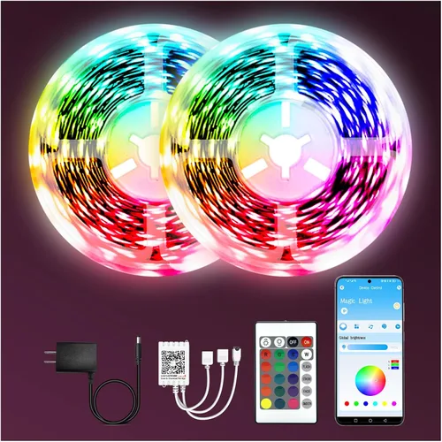 Vista 11 de dalattin Luces LED para dormitorio de 400 pies, tira de luces LED inteligentes con control remoto de aplicación, tiras de luz LED RGB, tira de luces