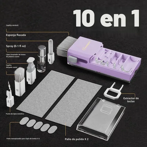 Vista 8 de Kit de limpieza de teclado para laptop, kit de limpieza de teclado todo en uno, herramienta de limpieza de laptop para MacBook iPad iPhone Blanco