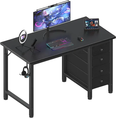 Vista 15 de Lufeiya Escritorio pequeño para juegos con 4 cajones de tela, 40 pulgadas, lindo escritorio de estudio para niños, niñas y adolescentes