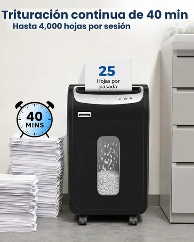 Vista 3 de VidaTeco Trituradora de papel resistente de 25 hojas para oficina - ETL