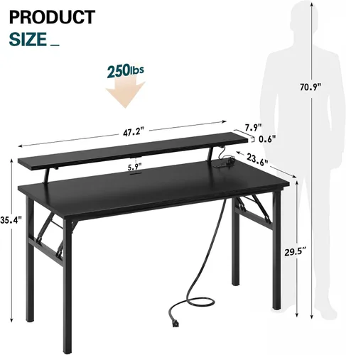 Vista 184 de DlandHome Escritorio plegable pequeño de 31.5 pulgadas, escritorio de computadora para oficina en casa, mesa plegable para espacios pequeños,