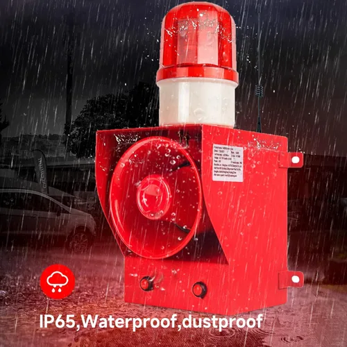 Vista 5 de 0.31 millas de control remoto inalámbrico sirena de volumen ajustable tono impermeable 130dB cuerno alarma de seguridad Systerm con luz
