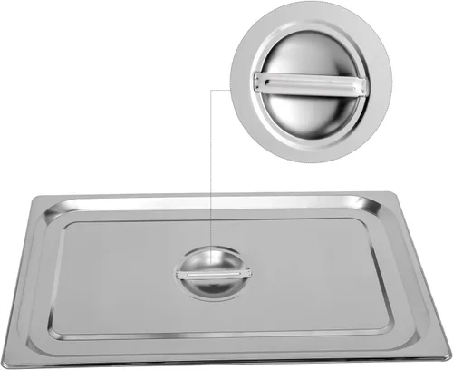 Vista 5 de Paquete de 6 tapas de mesa de vapor de acero inoxidable de tamaño 11, cubierta sólida de sartén de hotel con asa para sartén de alimentos al vapor