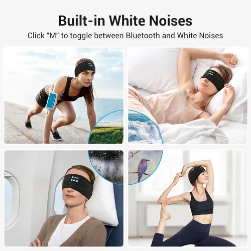 Vista 6 de Sleep Headphones Wireless Bluetooth - Sleep Headphones with White Noise and Ultra-Thin HD Speakers Bluetooth Headband for Sleeping Workout Insomnia