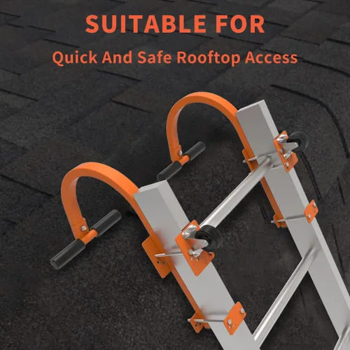 Vista 5 de Ganchos de escalera de techo, estabilizador de escalera de extensión de acero resistente para techo, gancho de techo de escalera con escalera
