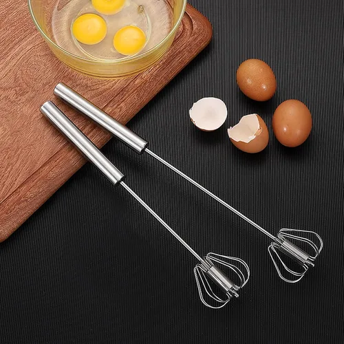 Vista 7 de Varilla para huevos, juego de 2 piezas de acero inoxidable, herramienta manual fácil para batir huevos, batidora manual para batir, mezclar y agitar