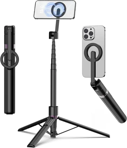 Vista 9 de TONEOF Trípode de palo de selfie magnético de 68" con soporte magnético fuerte de aluminio para Magsafe, soporte de trípode para teléfono de viaje