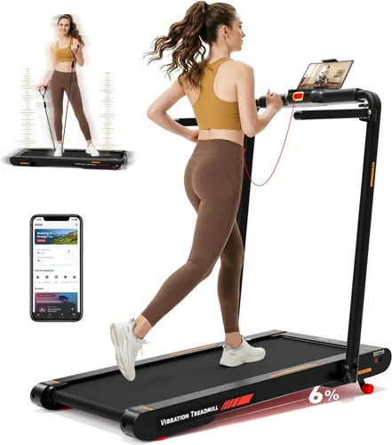 Lysole Folding Vibration Walking Pad Treadmill with Incline,4-in-1 Under Desk Treadmills for Home&Office,350LBS Capacity,0.3-7.5MPH Speed,LED