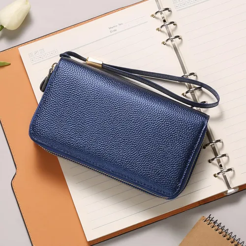 Vista 6 de SENDEFN Cartera de cuero para mujer, de gran capacidad, con bloqueo RFID, organizador de tarjetas de crédito con soporte para chequera