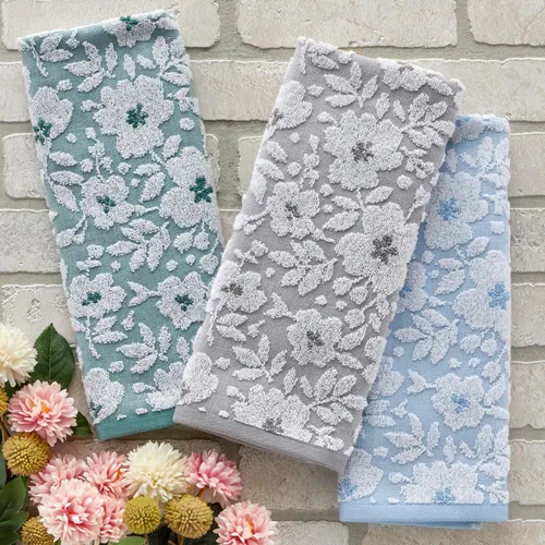 Vista 5 de SKL Home Juego de toallas de mano de jacquard floral, verde musgo, 2 unidades (paquete de 6)
