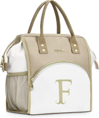 Vista 8 de Lonchera personalizada para mujer, inicial, bolsa de almuerzo aislada reutilizable, lonchera térmica de apertura amplia para adultos, bolsa