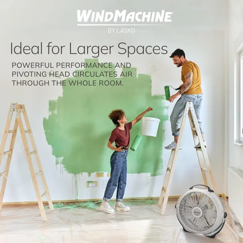 Vista 6 de Ventilador Lasko Wind Machine, ventilador circulador de aire con 3 velocidades, modelo 3300 de 20", gris