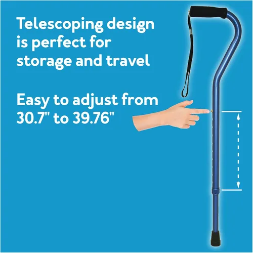 Vista 5 de Carex Health Brands Offset Designer - Bastón de altura ajustable con correa para la muñeca sin látex, mango de cojín suave, soporta 250 libras