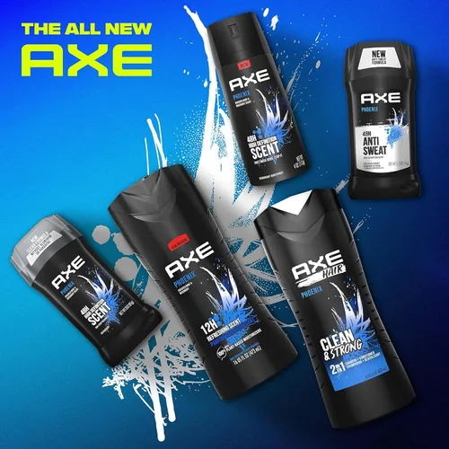 Vista 5 de AXE Phoenix - Gel de ducha para hombre, aroma refrescante de 12 horas, menta triturada y romero, con humectantes 100% de origen vegetal, 16 onzas, 4