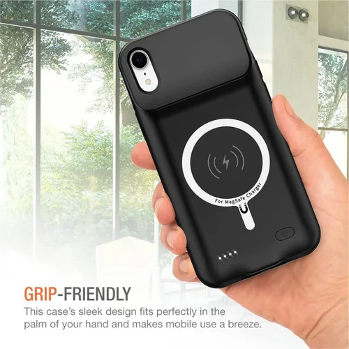 Vista 7 de Funda de carga inalámbrica con batería para iPhone XR, 10000 mAh de alta capacidad, portátil, recargable, funda protectora de carga inalámbrica